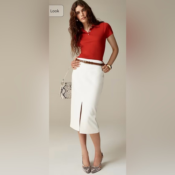 J. Crew pencil midi skirt in four seasons stretch ivory - Picture 7 of 15